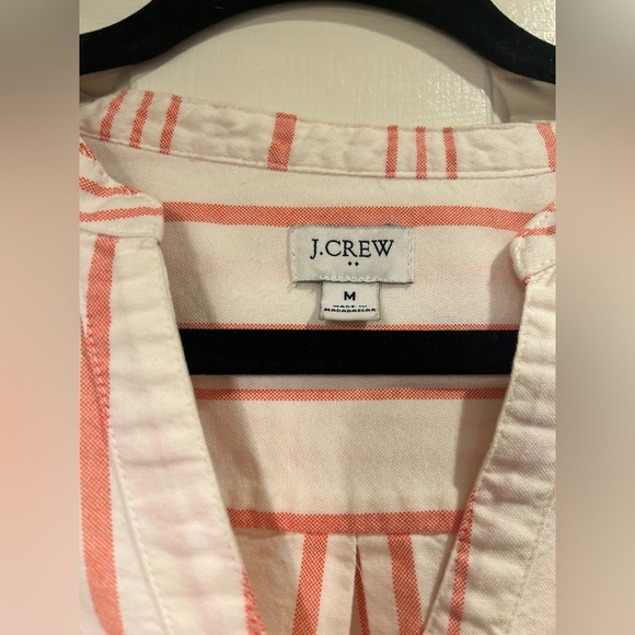 J. Crew Factory Women's Button Down Shirt Medium 100% Cotton with tie Sleeves - Picture 9 of 9